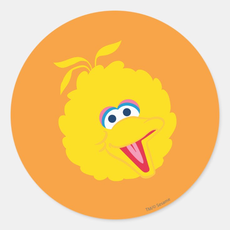 Big Bird Face Classic Round Sticker | Zazzle