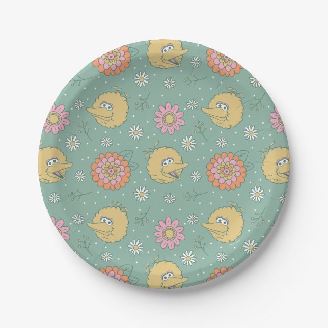 Big Bird | Good Vibes Floral Pattern Paper Plates (Front)