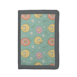 Big Bird Good Vibes Floral Pattern Tri-fold Wallet