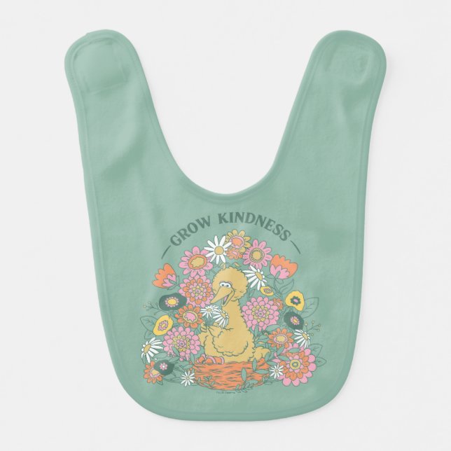 Big Bird | Grow Kindness Floral Graphic Baby Bib (Front)