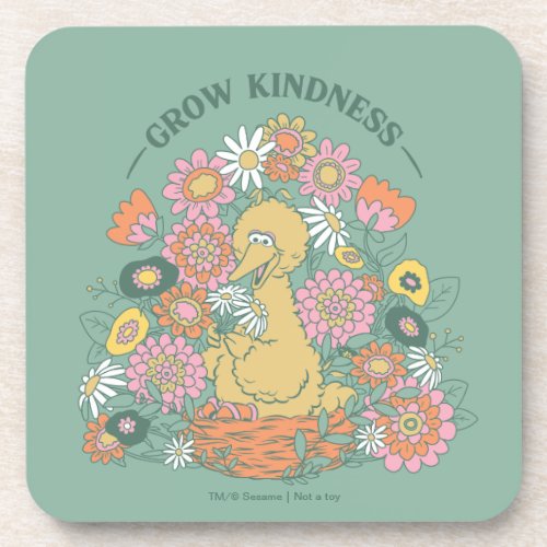 Big Bird  Grow Kindness Floral Graphic Beverage Coaster