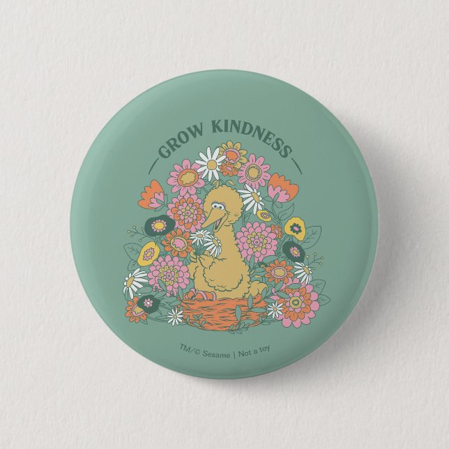 Big Bird | Grow Kindness Floral Graphic Button (Front)