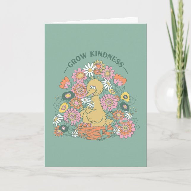 Big Bird | Grow Kindness Floral Graphic Card (Front)