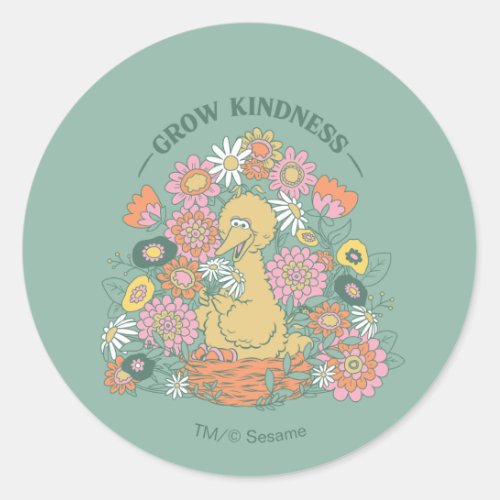 Big Bird  Grow Kindness Floral Graphic Classic Round Sticker