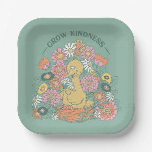 Big Bird Grow Kindness Floral Graphic Paper Plates