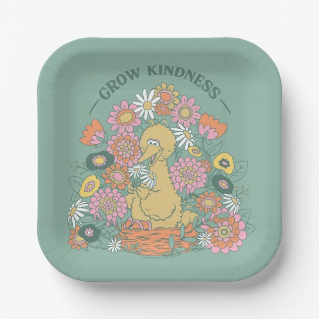 Big Bird | Grow Kindness Floral Graphic Paper Plates (Front)