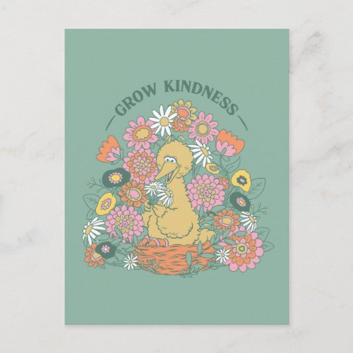 Big Bird  Grow Kindness Floral Graphic Postcard