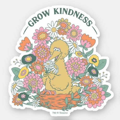 Big Bird  Grow Kindness Floral Graphic Sticker