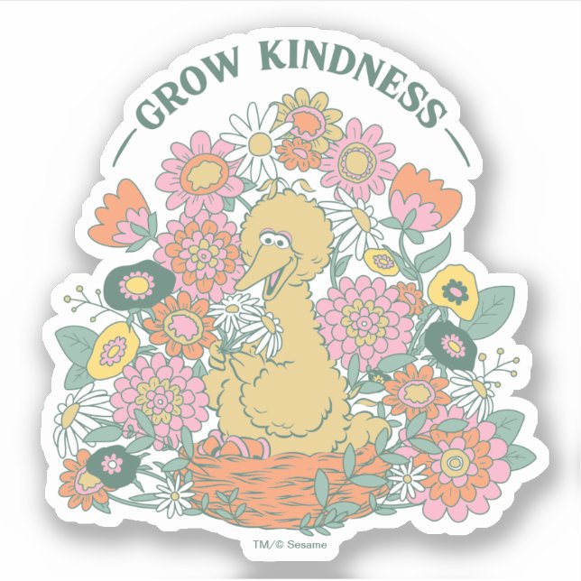 Big Bird | Grow Kindness Floral Graphic Sticker (Front)