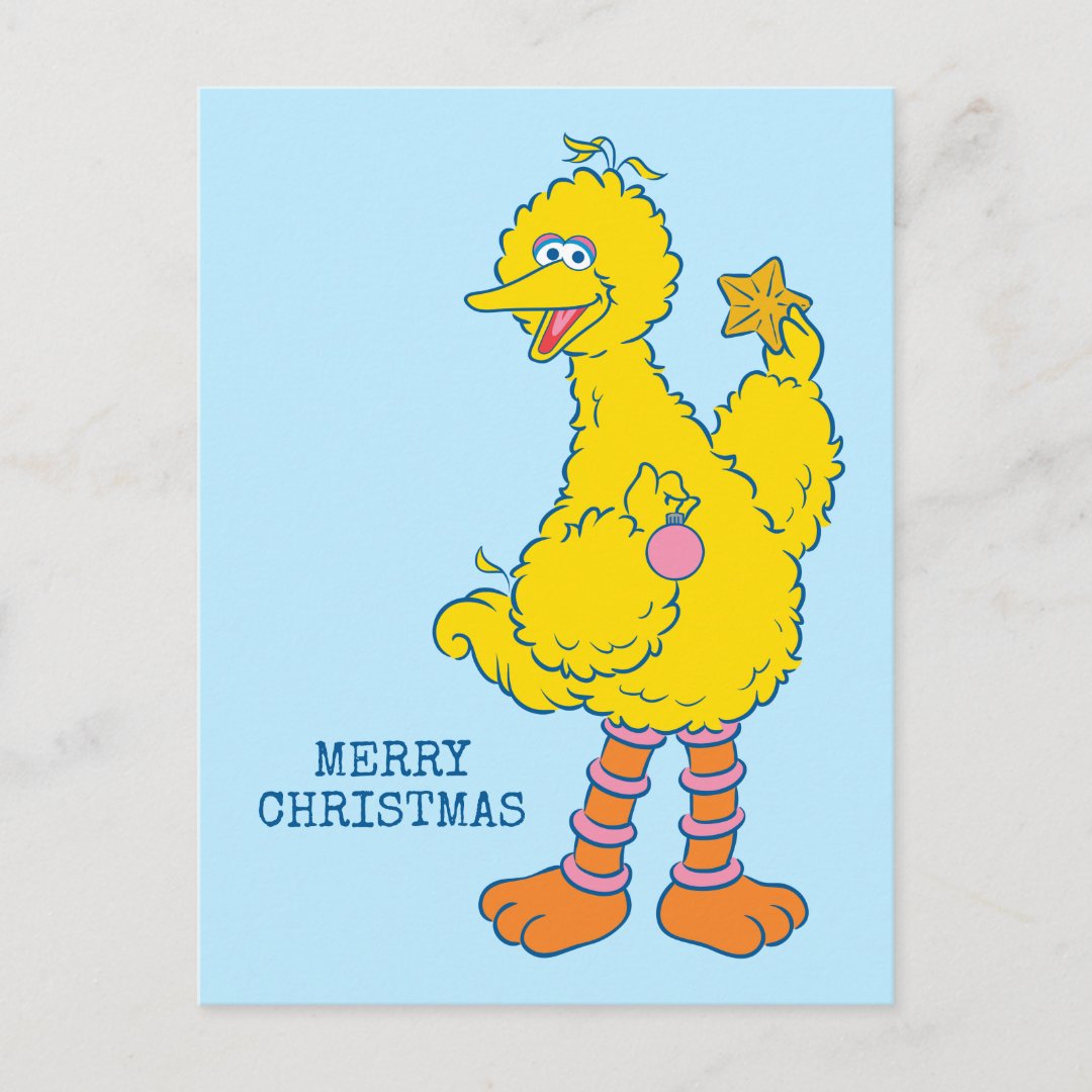 Big Bird Holding Christmas Ornaments Postcard