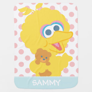Big Bird Holding Teddy Bear Add Your Name Baby Blanket