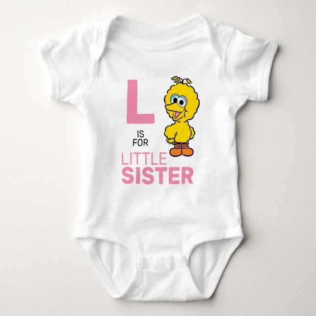 Big Bird | L is for Little Sister Baby Bodysuit (Front)