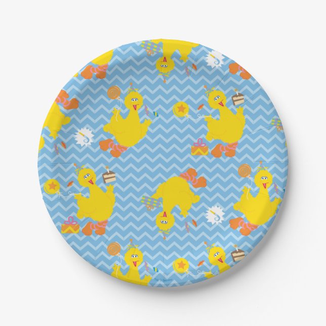 Big Bird Party Chevron Pattern Paper Plates (Front)