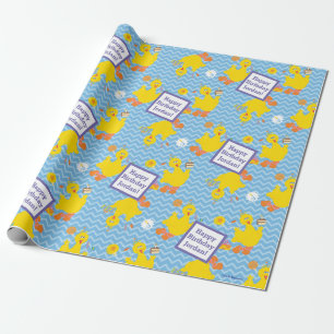 Big Bird Party Chevron Pattern Wrapping Paper