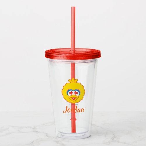 Big Bird Smiling Face with Heart_Shaped Eyes Acrylic Tumbler