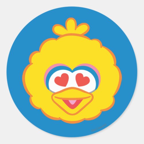 Big Bird Smiling Face with Heart_Shaped Eyes Classic Round Sticker