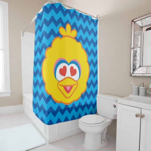 Big Bird Smiling Face with Heart_Shaped Eyes Shower Curtain