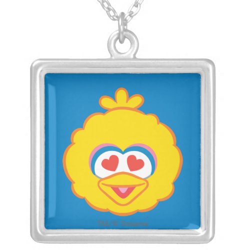 Big Bird Smiling Face with Heart_Shaped Eyes Silver Plated Necklace