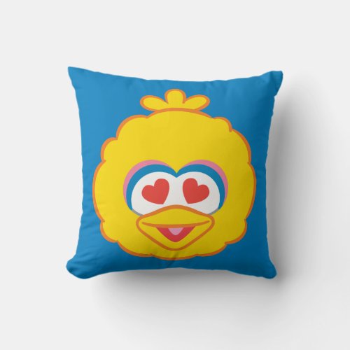 Big Bird Smiling Face with Heart_Shaped Eyes Throw Pillow