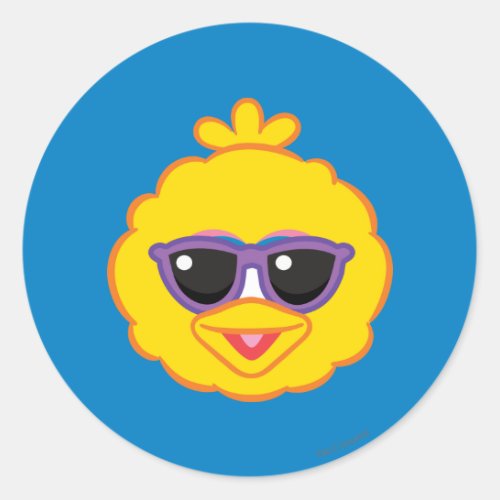 Big Bird Smiling Face with Sunglasses Classic Round Sticker