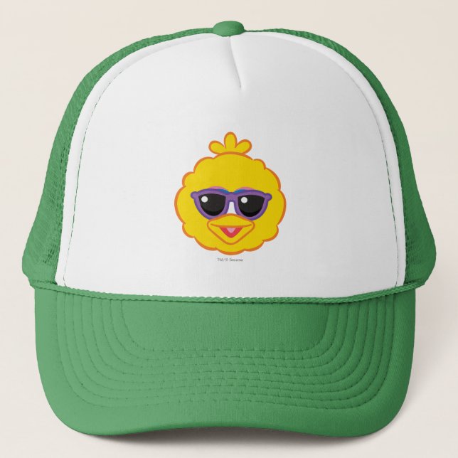Big Bird Smiling Face with Sunglasses Trucker Hat (Front)