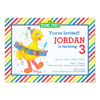Big Bird Striped Birthday Card