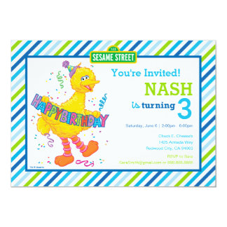 Big Bird Striped Birthday Card