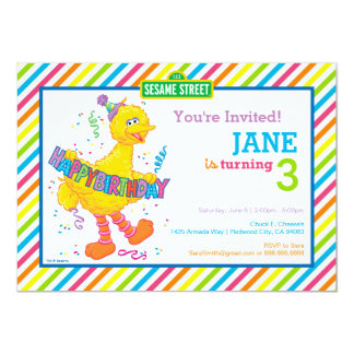 Big Bird Striped Birthday Card