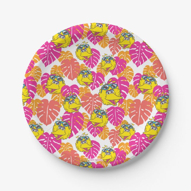 Big Bird | Tropical Pattern Paper Plates (Front)