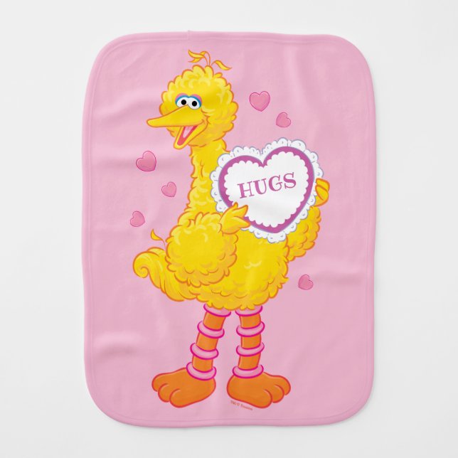 Big Bird Valentine Baby Burp Cloth (Front)