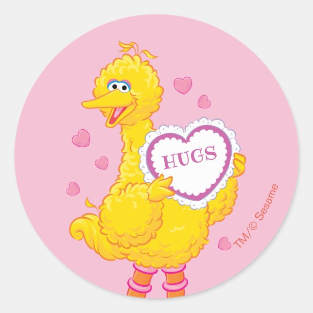 Big Bird Valentine Classic Round Sticker (Front)