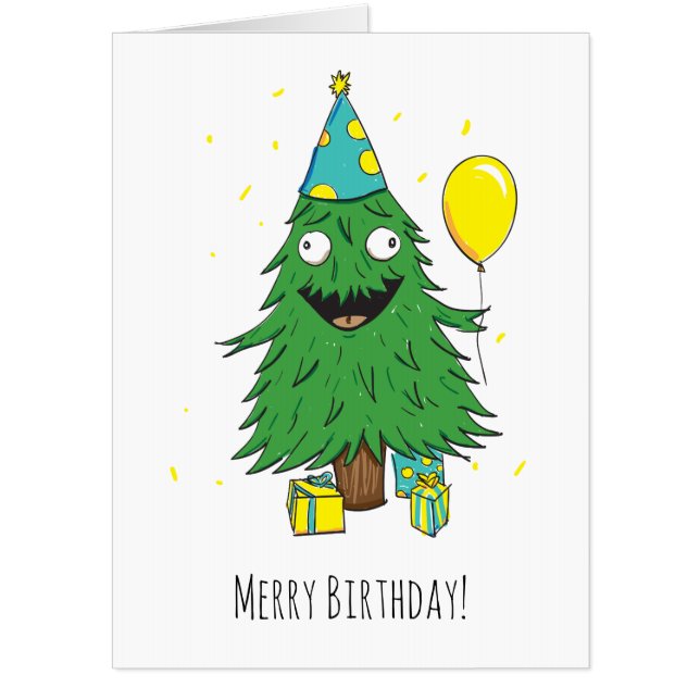 Big Birthday Christmas Tree Greeting Card (Front)