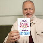 Big Birthday Hug Custom Birthday Card for Husband<br><div class="desc">Show your husband how much he means to you with this vibrant and heartfelt birthday card! Featuring the bold message "A Big Birthday Hug to a Wonderful Husband" on the front, it’s a perfect way to celebrate his special day. The back includes a customizable space where you can add his...</div>
