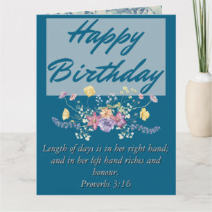 Big Birthday Mom Blue Floral Scriptural Text Card