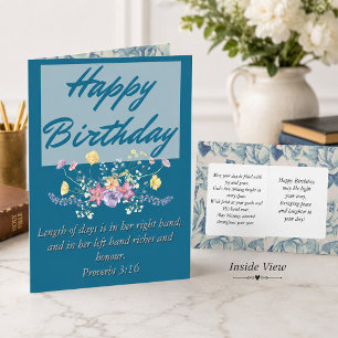Big Birthday Mom Blue Floral Scriptural Text Card