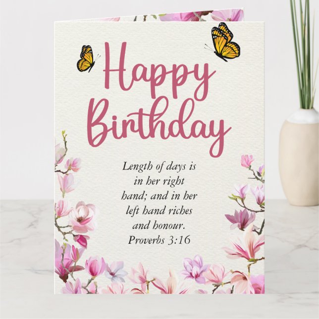 Big Birthday Mom Pink Floral Scriptural Text  Card (Front)
