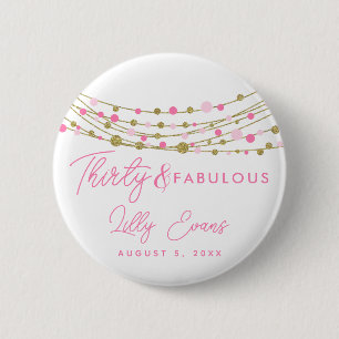 Big Birthday party badge pink Button