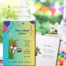 Big Birthday Squeak Cute Watercolor Mouse & Candle