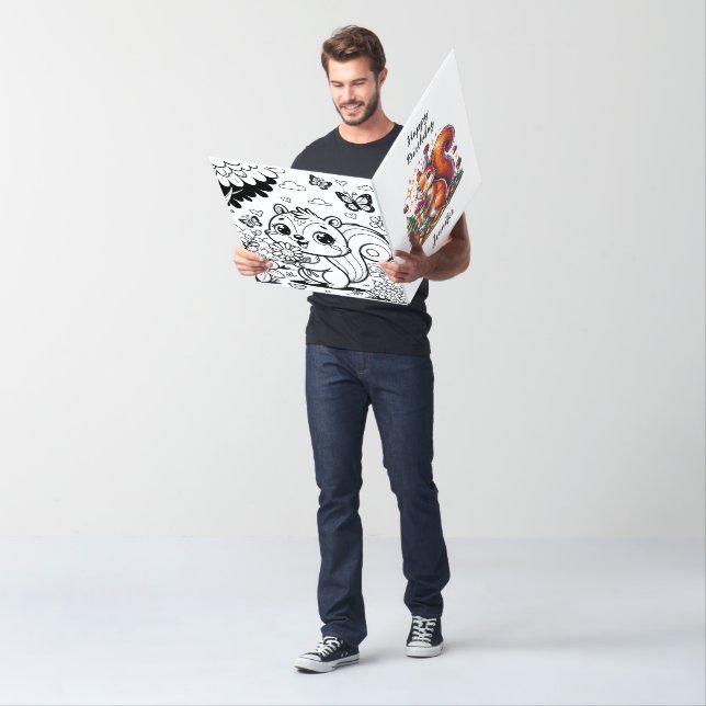 Big Birthday Squirrel | Coloring Page Card (In Situ)