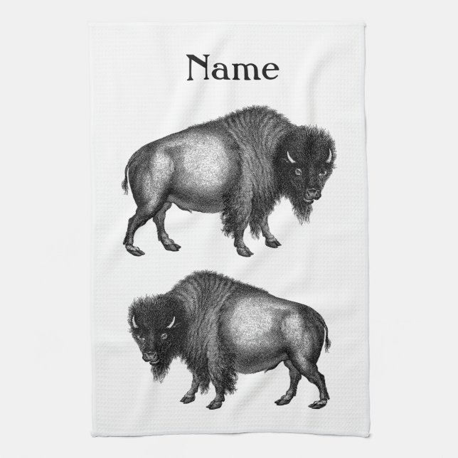 Big Bison Buffalo Thunder_Cove Kitchen Towel (Vertical)