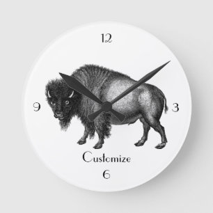 Big Bison Buffalo Thunder_Cove Round Clock