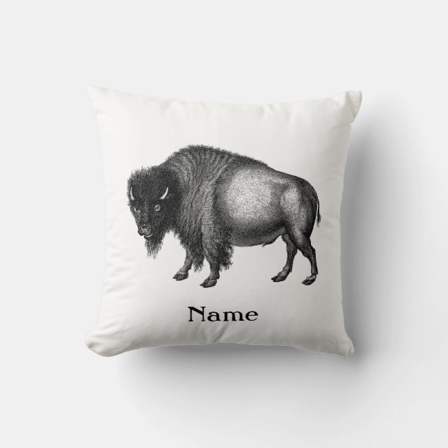 Big Bison Buffalo Thunder_Cove Throw Pillow (Front)