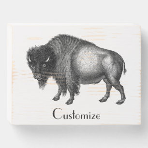 Big Bison Buffalo Thunder_Cove Wooden Box Sign