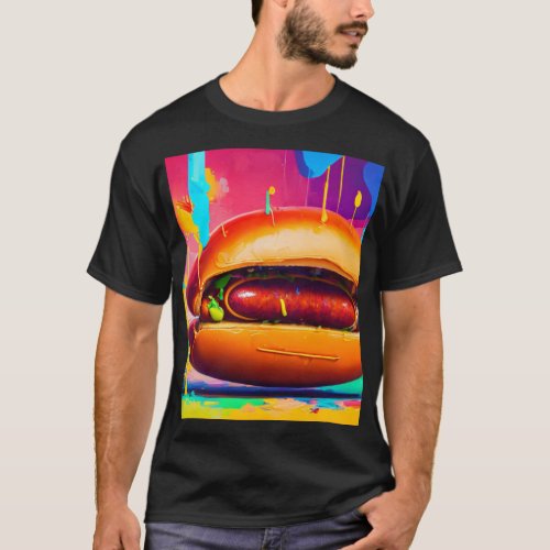 Big Bite Hot Dog _ King Size Sausage Sub T_Shirt