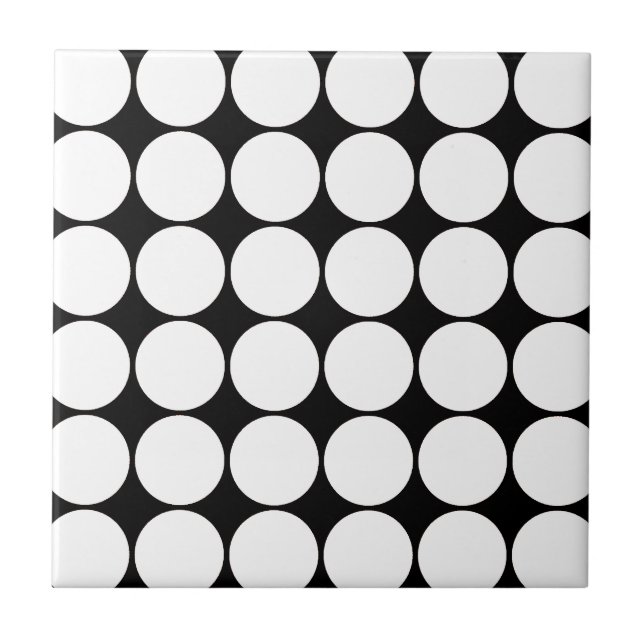 Big Black and White Polka Dots Circles Pattern Ceramic Tile (Front)