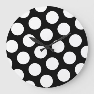 Big Black and White Polka Dots Large Clock
