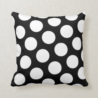 Big Black and White Polka Dots Throw Pillow