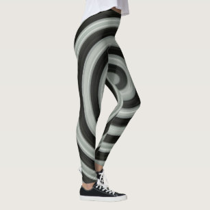 Black & White Hypnotic Spiral Leggings by Rizu Designs