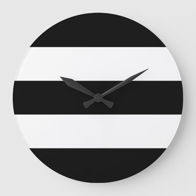 Big Black and White Stripes Large Clock (Front)