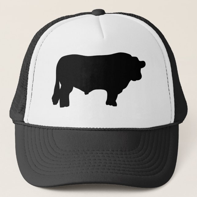 big black angus bull trucker hat (Front)